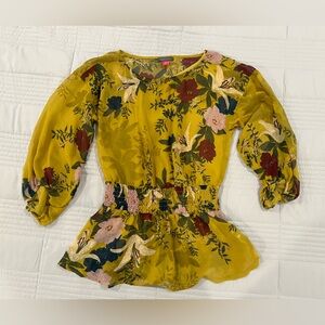 Vince Camuto Olive Floral Blouse